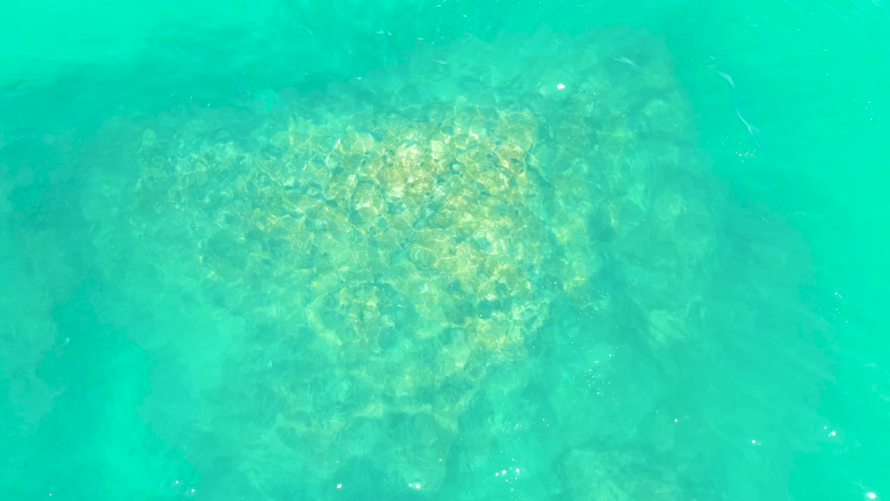 At Marquis Los Cabos, the turtle shape is seen from above through green-blue water, with the seabed mottled beneath the shell and no visible people in frame.