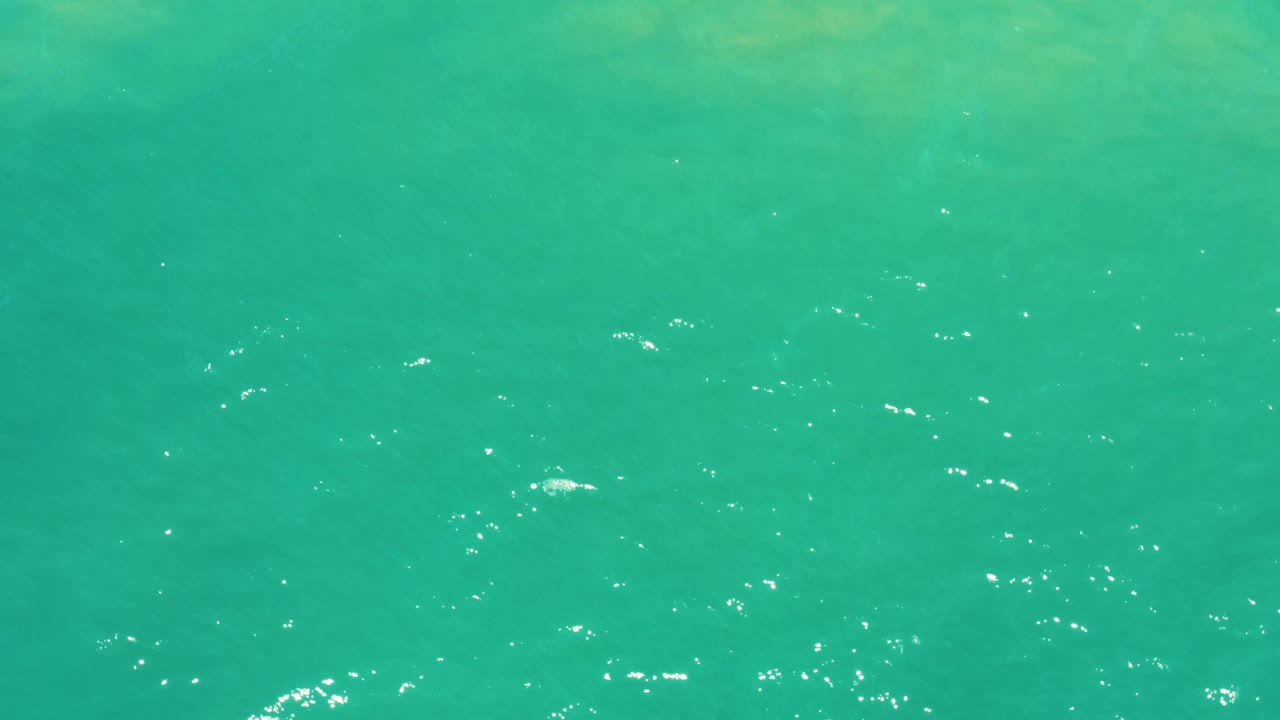 Close view of turquoise water at San Jose Del Cabo Estuary with subtle wavelets and small white sparkles spread across the middle, no visible people.
