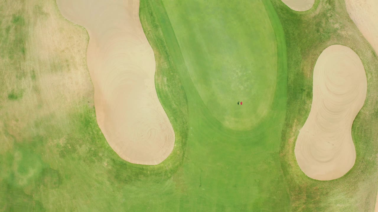 Overhead putting green with ball detail and bunkers