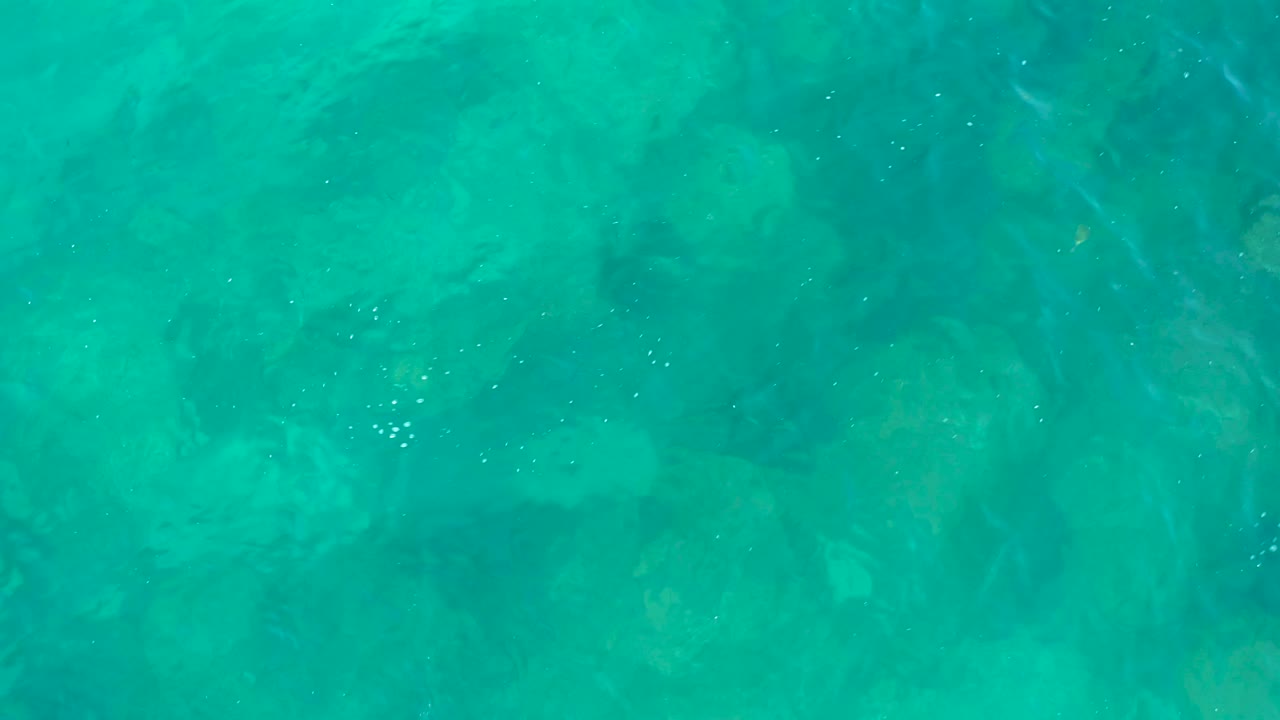 Overhead San Jose del Cabo water view with scattered underwater rock shapes, turquoise color, and no visible people or structures.