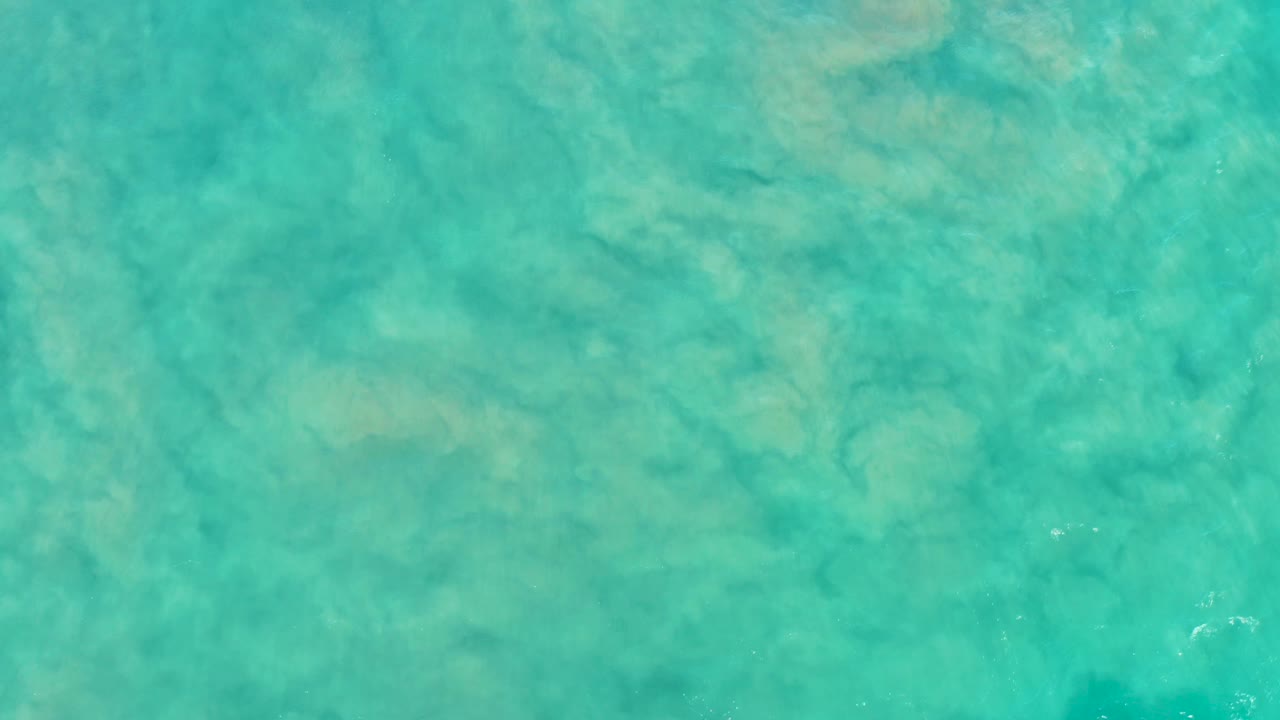 Turquoise shallow sea in San Jose del Cabo, Mexico, with pale sandy patches visible below the surface and no visible people.