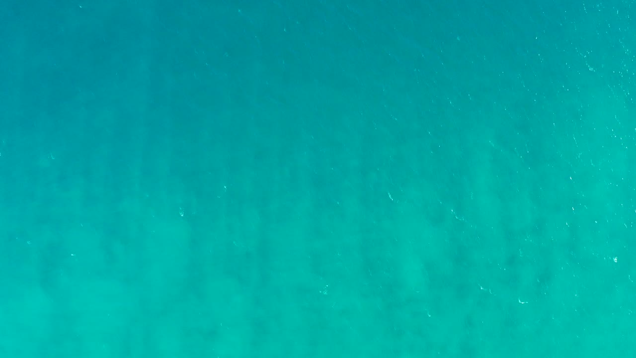 Turquoise underwater view in San Jose del Cabo with faint vertical kelp or seaweed strands and small suspended particles, no visible people.