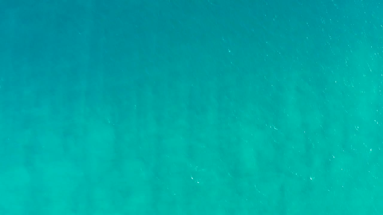 Turquoise underwater field in San Jose del Cabo with faint darker strands in the water column and scattered floating particles, no visible people.