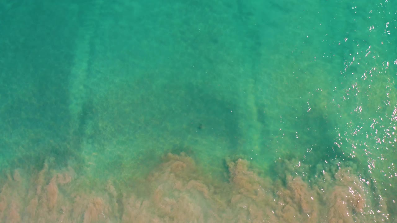 Clear turquoise water shows a sandy bottom and small bright ripple highlights in San Jose del Cabo, with no visible people or structures.