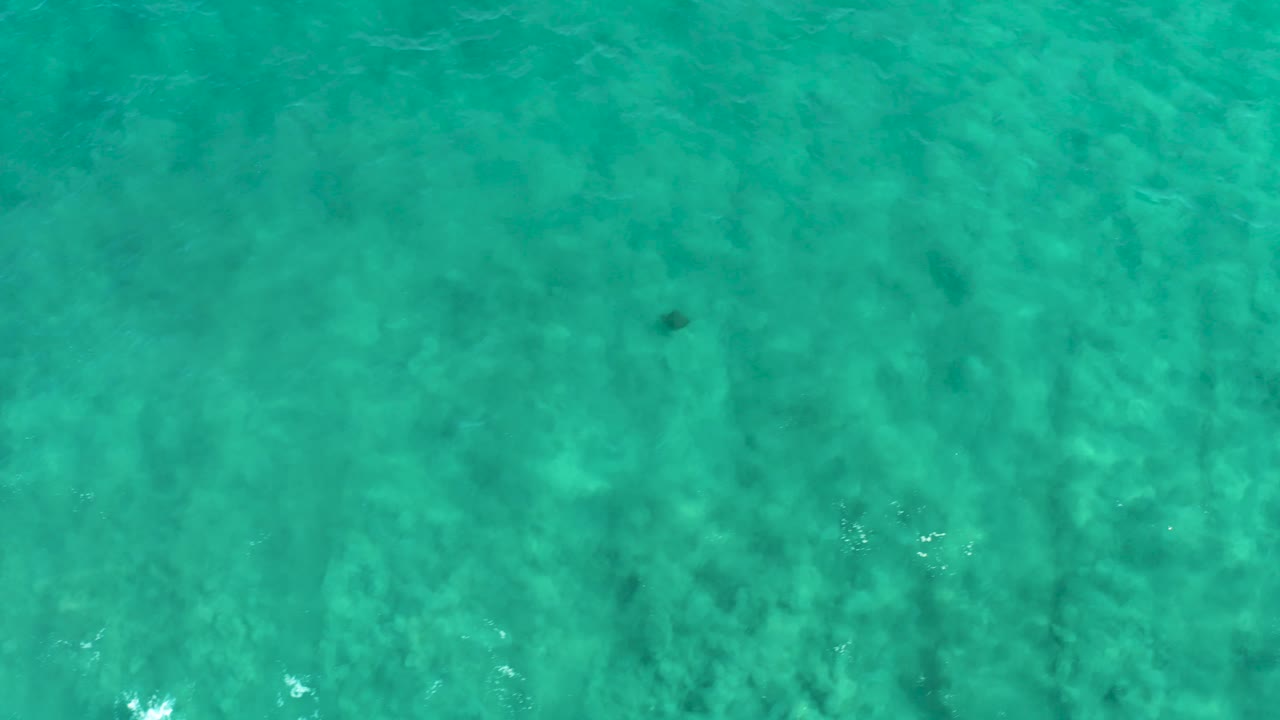 Shallow turquoise ocean water in San Jose Del Cabo fills the frame, with muted seabed patterns under the surface and no visible people.
