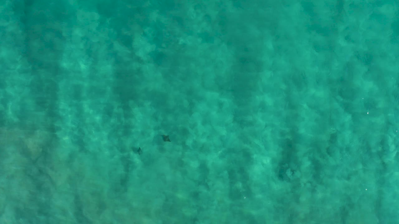 Transparent teal water over sandy bottom