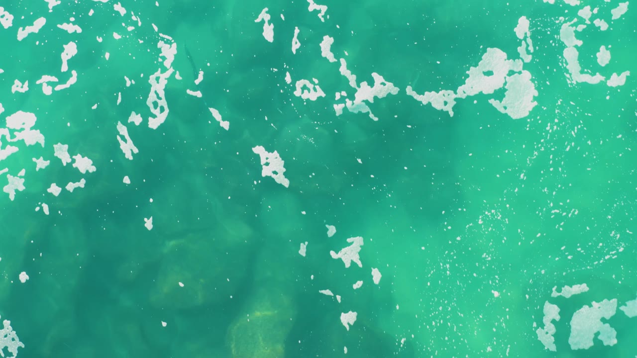 Straight-down Laguna Beach Los Cabos water surface with a compact white foam cluster near the center and no visible people.