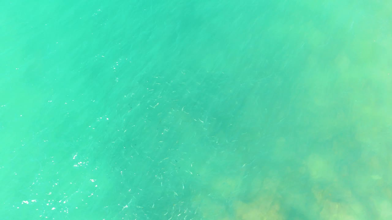 Clear turquoise water at El Tule Beach in Los Cabos fills the frame, with faint seabed color showing through and no visible people.