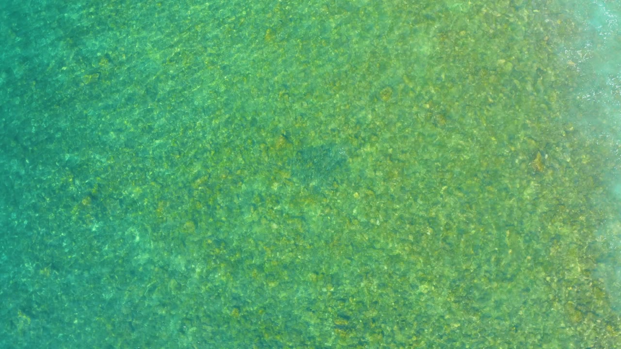 Clear green-blue water at El Tule Beach Los Cabos shows fine ripple patterns and yellow-green sea-floor texture, with no visible people.