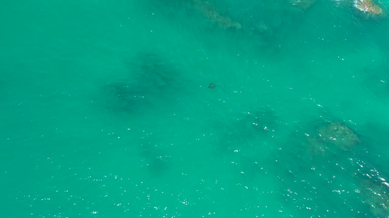Clear turquoise ocean water at Dreams Los Cabos shows dark submerged rock patches and small surface highlights, with no visible people.