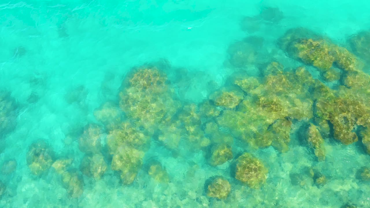 Clear water with rocks below the surface