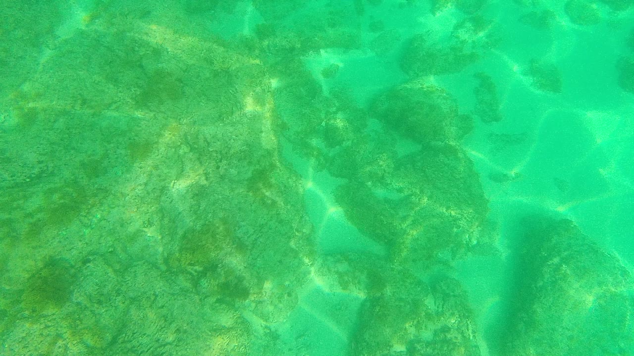 Turquoise water over shallow rocks and sand
