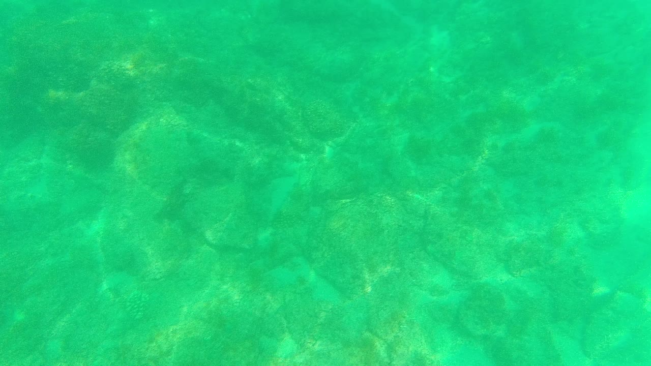 Turquoise underwater view over rocks and sandy seabed