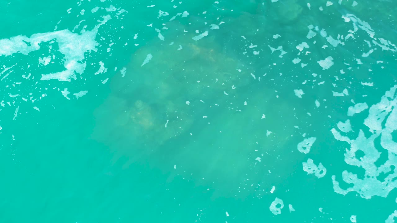 At Marquis Los Cabos, a faint jellyfish sits beneath turquoise ocean water while white foam gathers near the top edge, with no visible people.