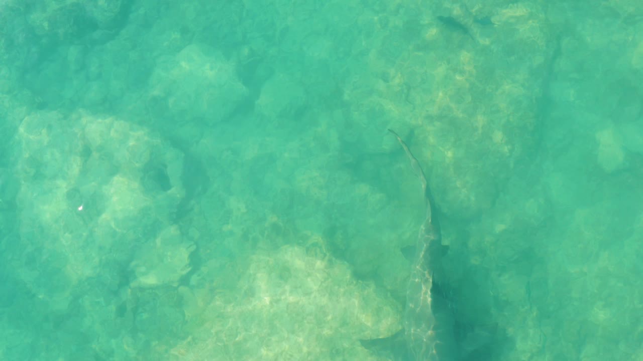 Clear turquoise water over submerged rocks