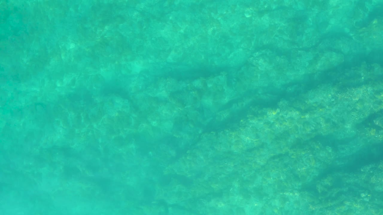 Blue-green water at Shipwrecks Los Cabos shows the rocky bottom through light surface movement, with no visible people.
