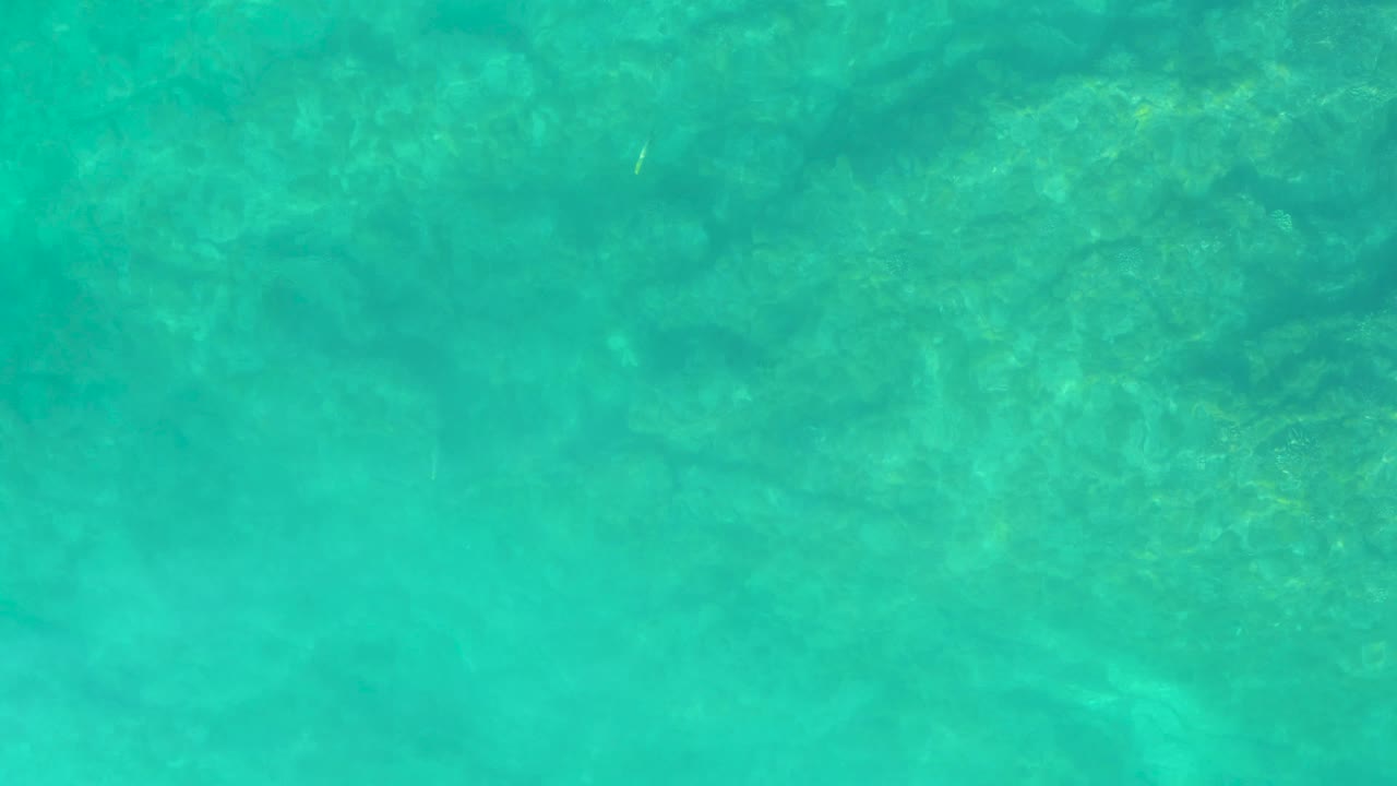 Transparent turquoise water fills the frame over pale and dark rock patches at Shipwrecks Los Cabos, with no visible people.