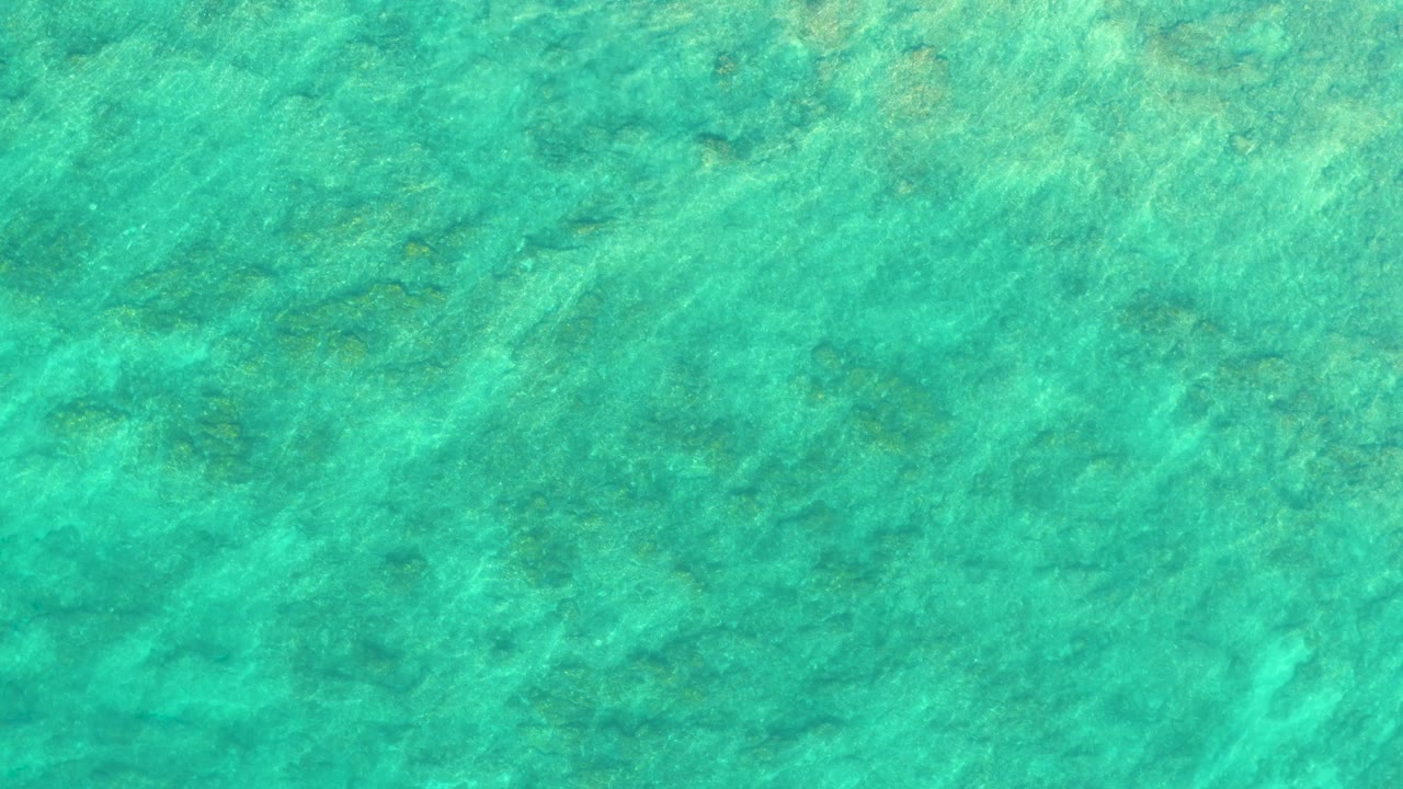 Overhead turquoise ocean water with visible seabed texture