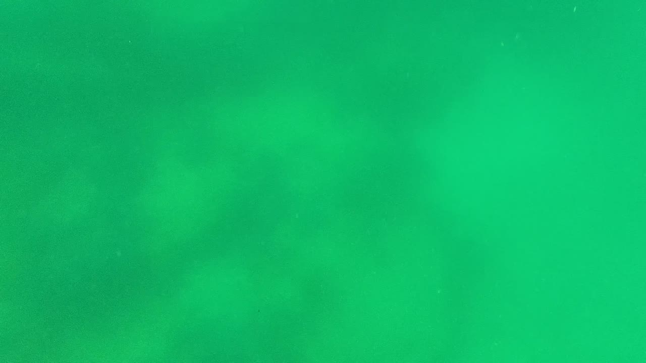 Green underwater view with a horizontal surface band and small rising bubbles.