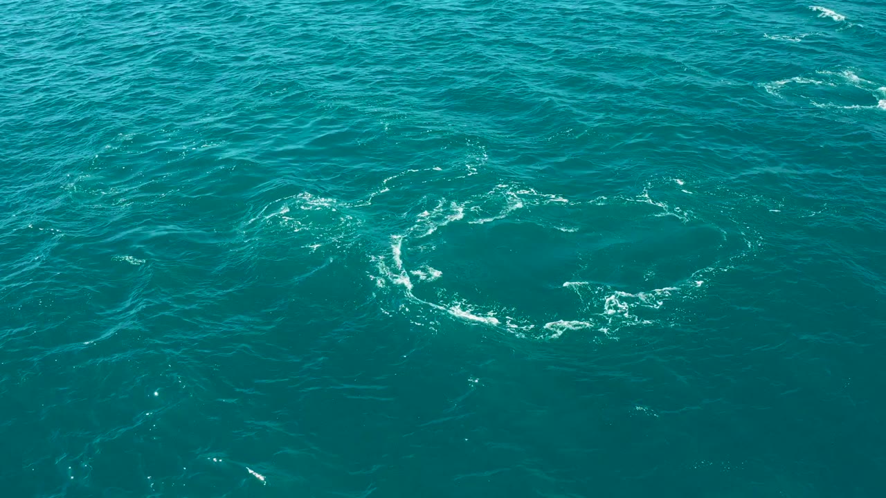 Open turquoise water with a circular white foam swirl near center.