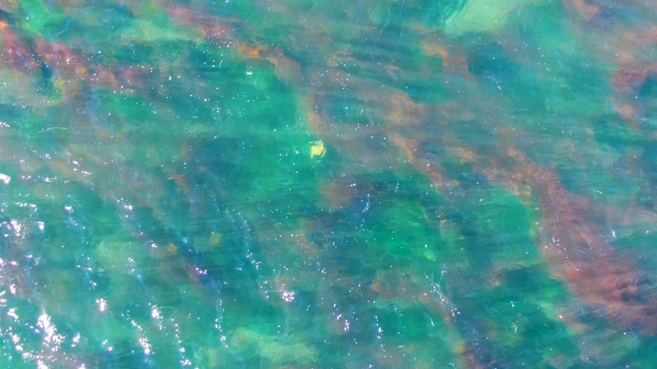 Rippling clear water with rocky bottom and light reflections