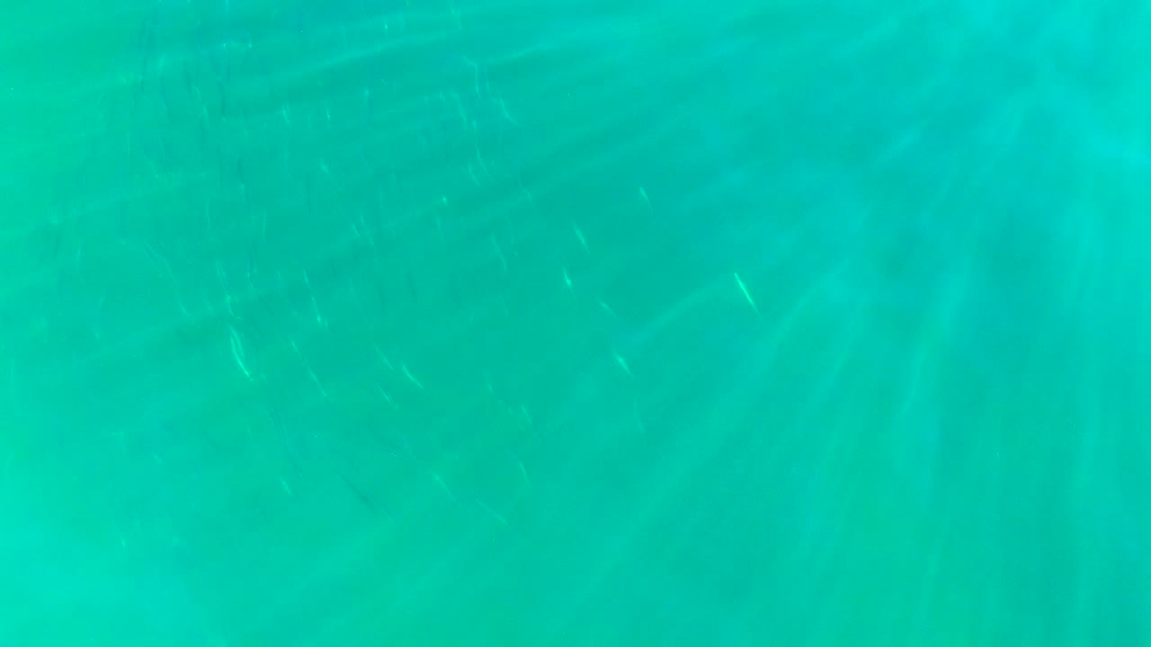 Clear turquoise water with soft light streaks.