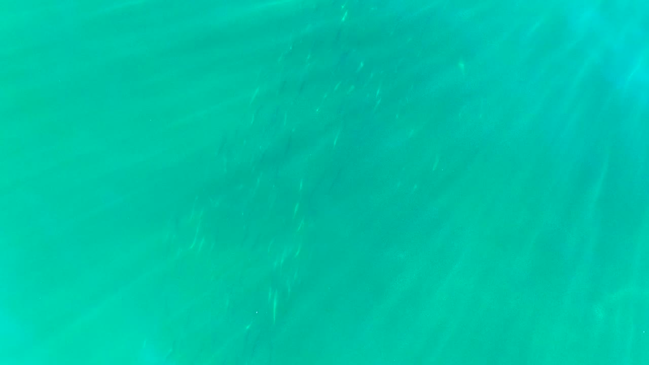 Clear blue-green water with diagonal ripple streaks