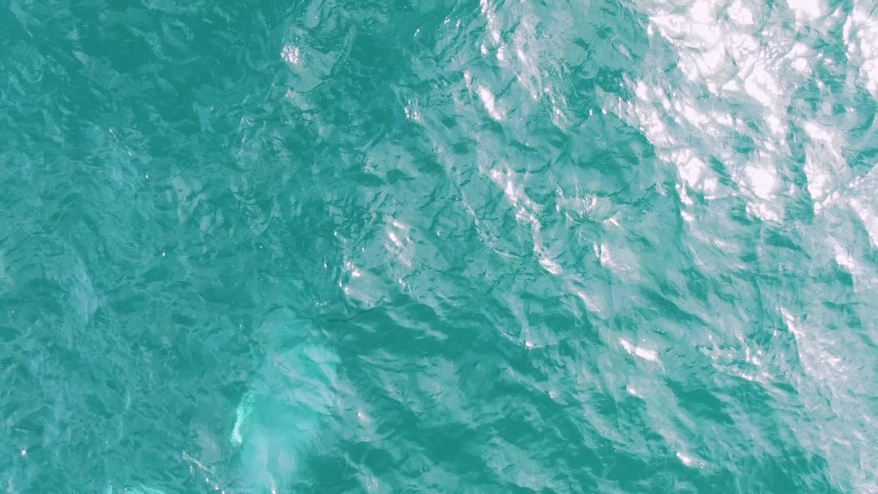 Turquoise ocean surface with a pale dolphin shape below the water