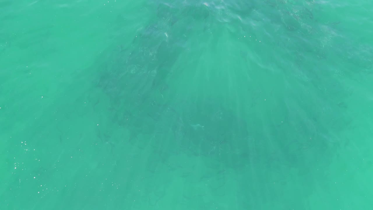 Third frame shows turquoise sea at Buzzards Beach, Baja California Sur, where darker underwater patches sit beneath the gently moving surface and no people are visible.