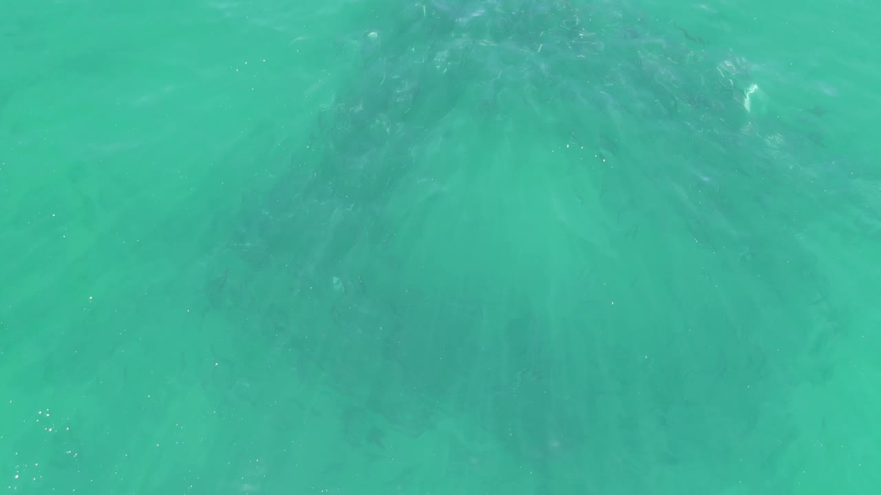 Fourth frame continues the overhead Buzzards Beach water view, with broad soft ripples crossing the turquoise surface and no visible people or vessels.