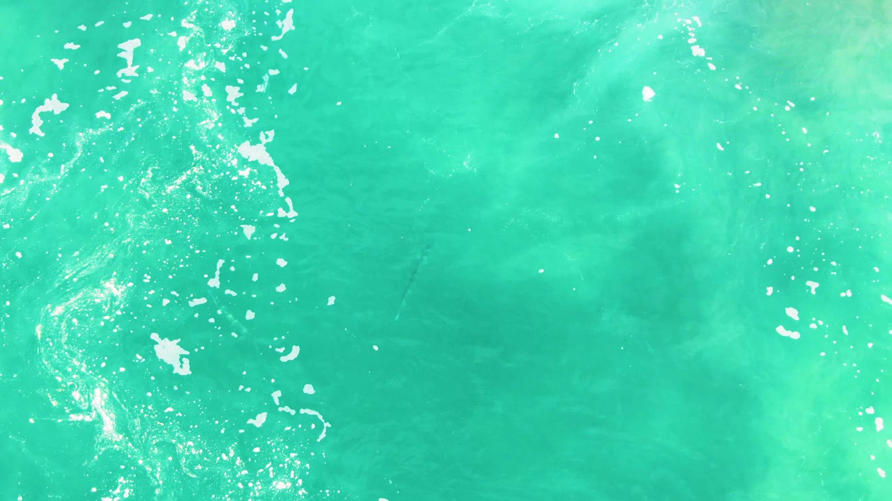 Top-down Punta Buzzards ocean view with bright foam specks and a pale underwater patch near the upper right, with no visible people.