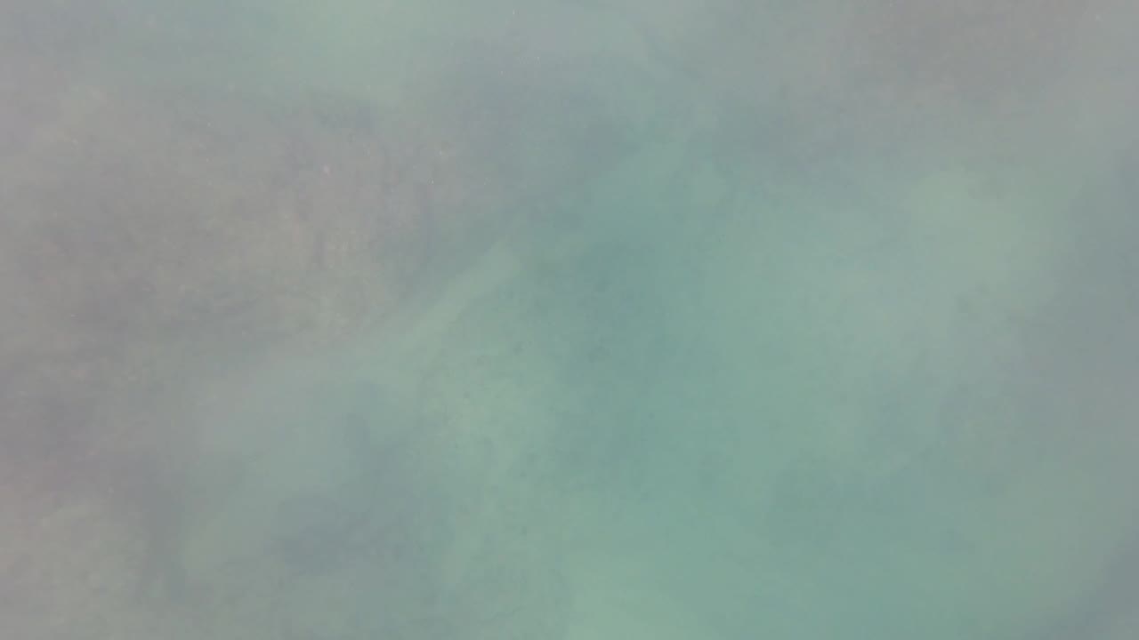 Turquoise underwater view with hazy rock or coral shapes
