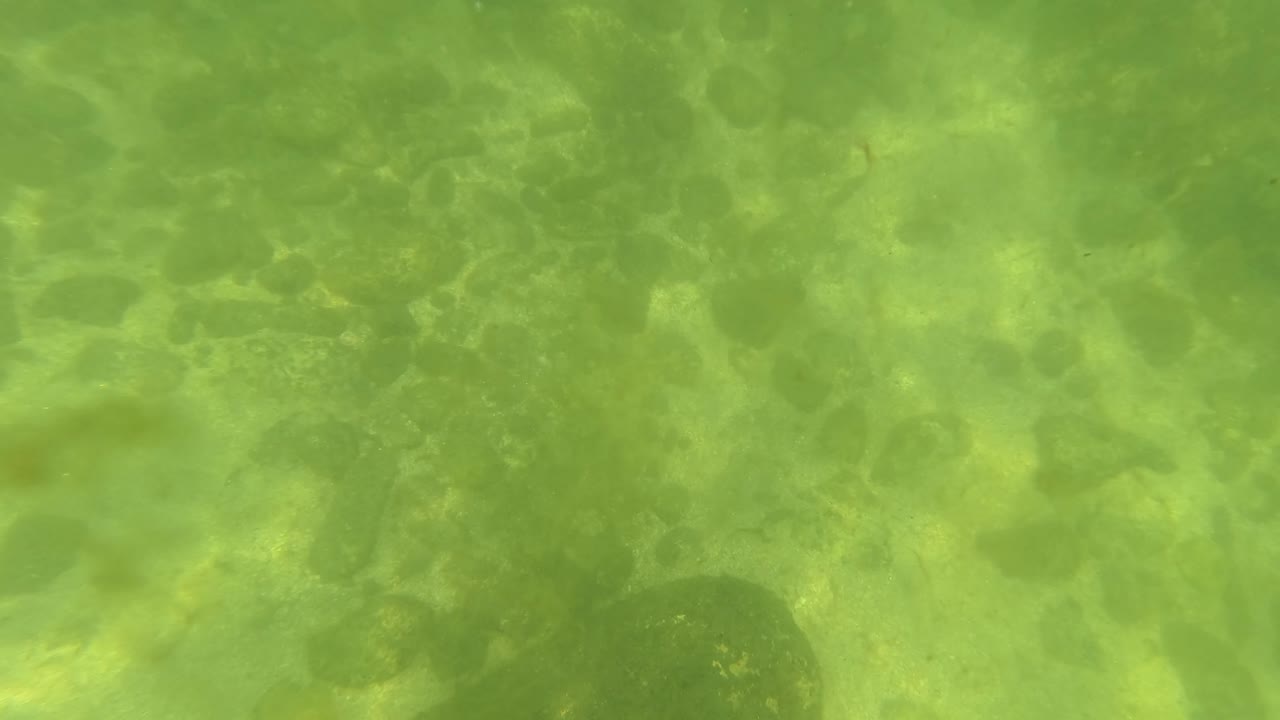 Second frame from San Jose del Cabo with pale green water, soft seabed shadows, darker patches near the lower edge, and no visible people.