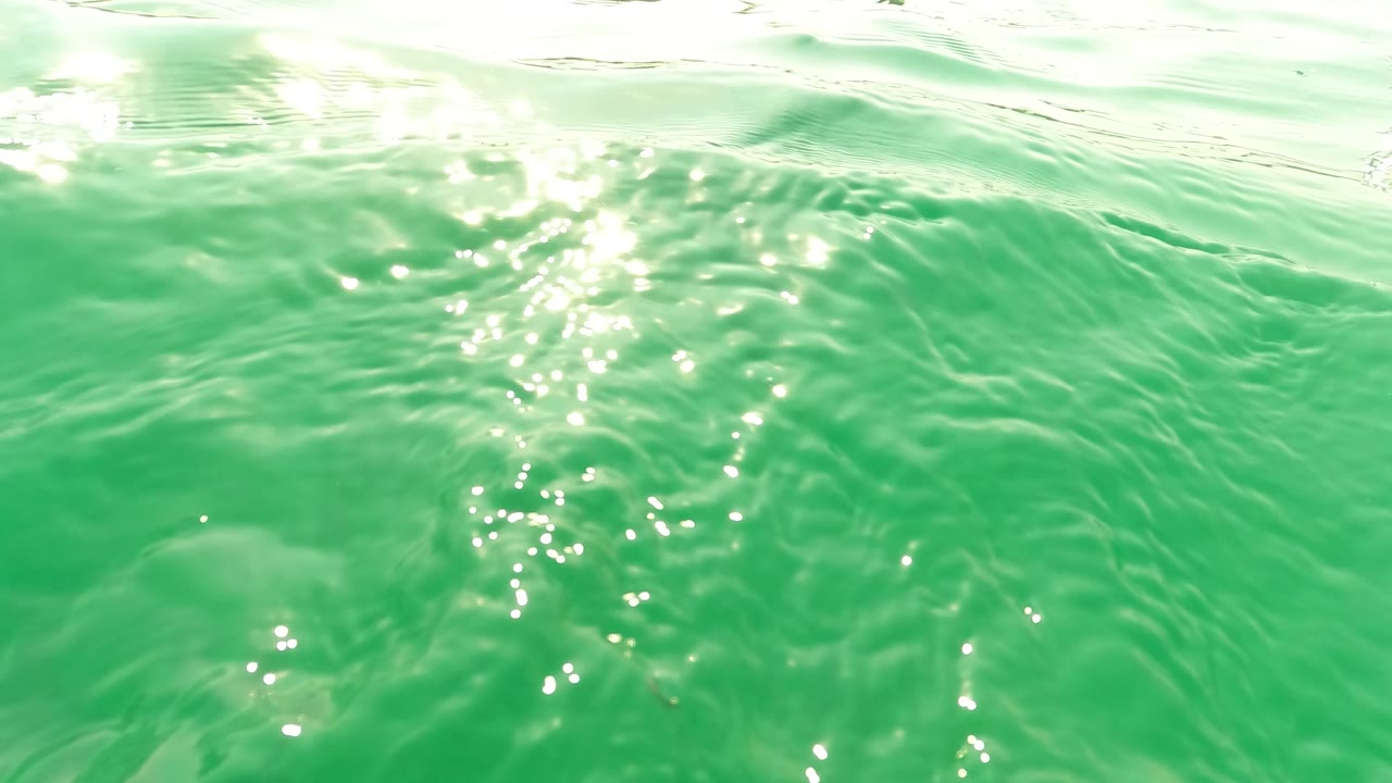 Dark green underwater frame with seabed shadows