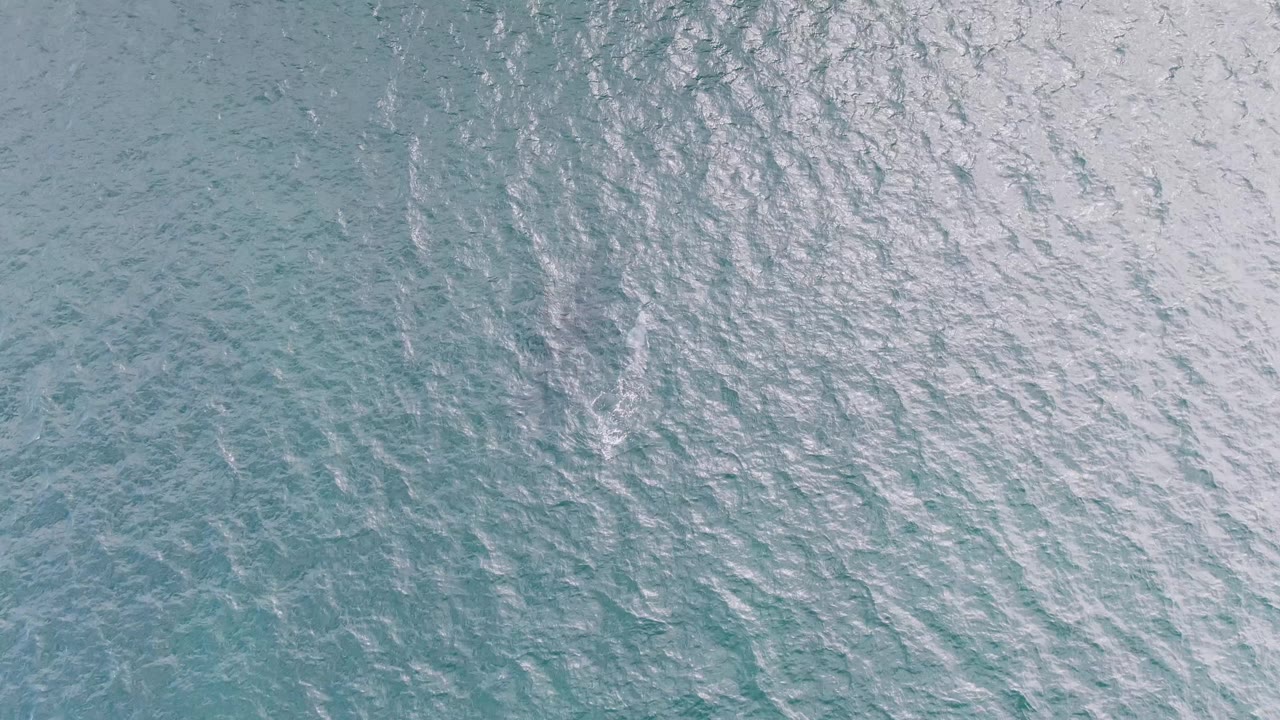 Overhead Shipwrecks ocean frame showing only turquoise water, silver surface highlights, and fine ripple texture, with no visible people.