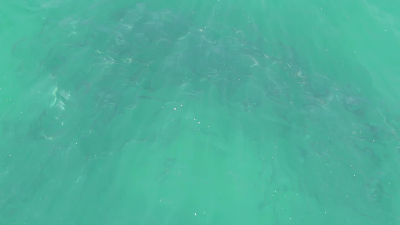 Shallow-looking turquoise ocean water at Buzzards Beach, Baja California Sur, with diffuse light patterns, mild surface movement, and no visible people.