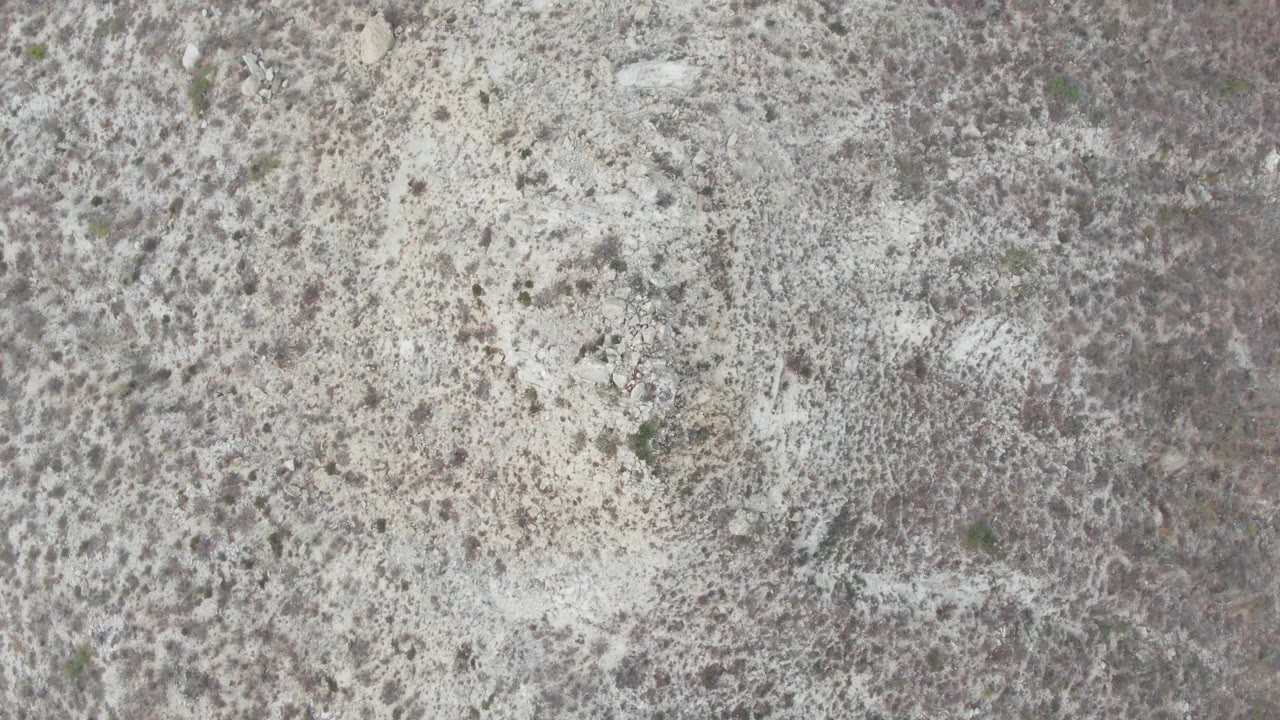 Top-down view at Punta Gorda Beach in Baja California Sur, with mottled gray and tan stone texture filling the frame and no visible people.