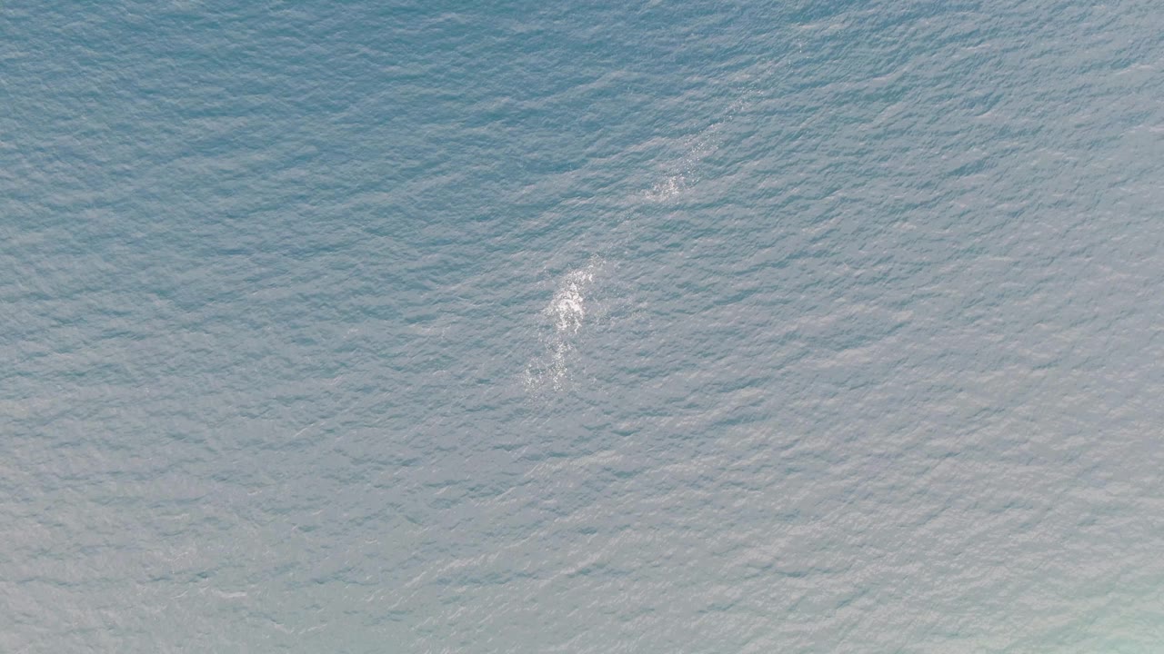 Pale blue-green ocean surface near Los Barriles with fine ripples, a small white splash left of center, and no visible people.