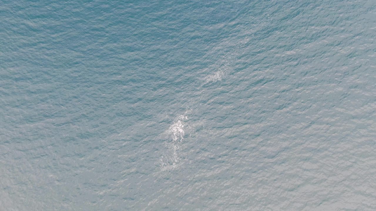Overhead ocean texture in Los Barriles with a bright white foam mark slightly right of center and no visible people.