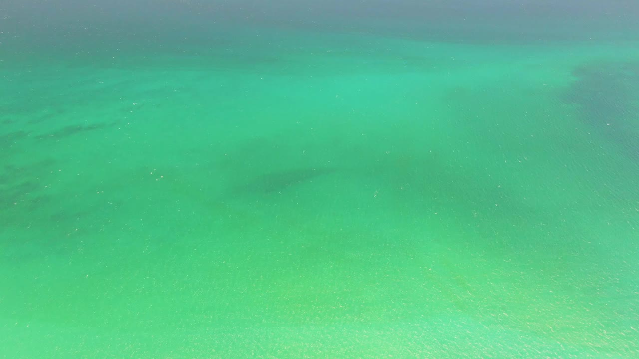 Transparent green ocean water with sandy seabed texture