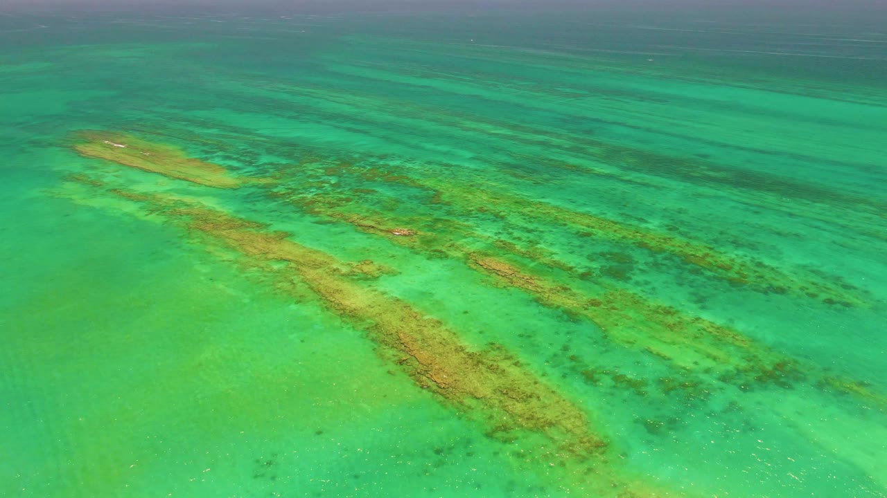 Reef lines visible through green turquoise ocean water