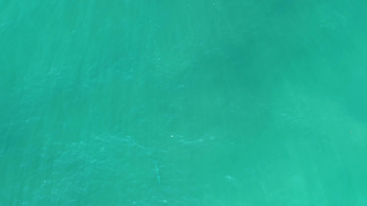 At 0:01, the San Luis Beach water remains frame-filling, with slightly darker underwater streaks visible through the turquoise surface and no visible people.
