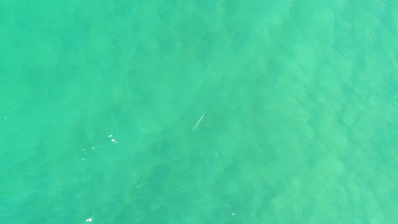 At 0:01, clear blue-green water shows soft ripple bands and pale underwater patterns across the frame, with no visible people.