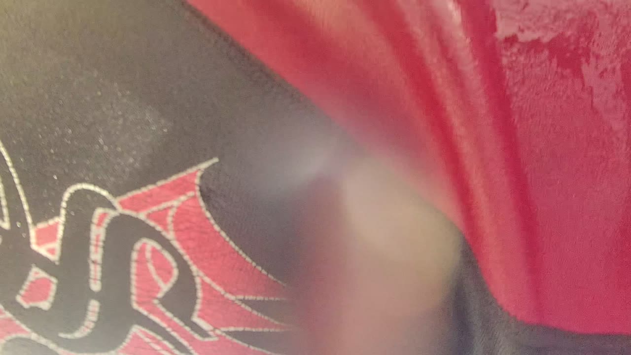 Black and red flag fabric with partial graphic design