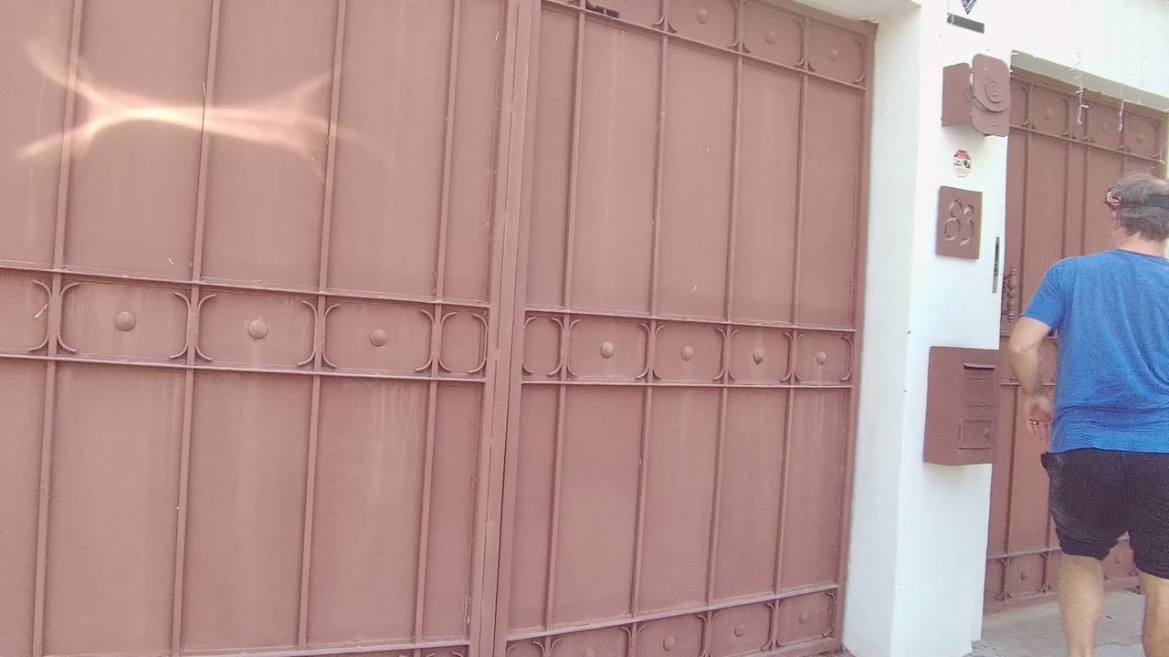 Close view of brown metal gate with no visible people.