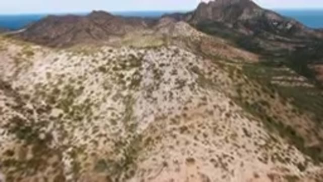 CABO PULMO BCS MEXICO-2024: Aerial View of Arid Mountains and Palm Forest