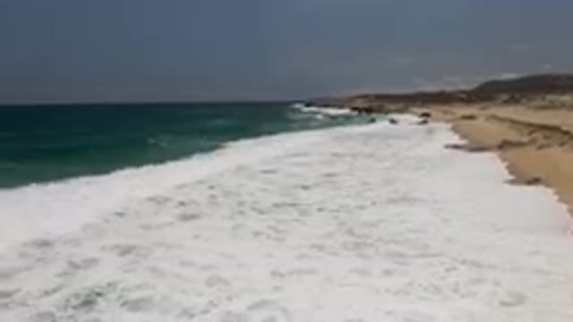 LAGUNA BEACH EAST CAPE BCS MEXICO-2023: Man Riding A Surfboard On The Beach