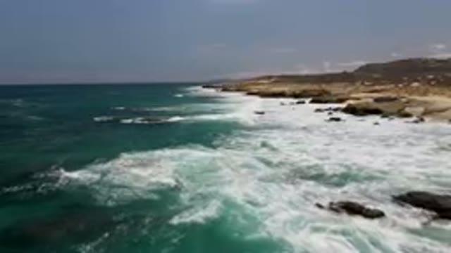 LAGUNA BEACH EAST CAPE BCS MEXICO-2023: Rocky Beach With Waves Crashing On The