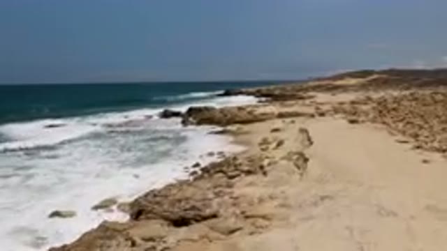 LAGUNA BEACH EAST CAPE BCS MEXICO-2023: Rocky Beach With Waves Crashing