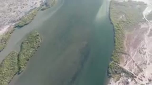 ALDOFO LOPEZ MATEOS BCS MEXICO-2023: Aerial River Running Through A Lush Green